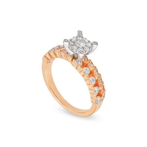 18K Rose and White Gold Solitaire Ring