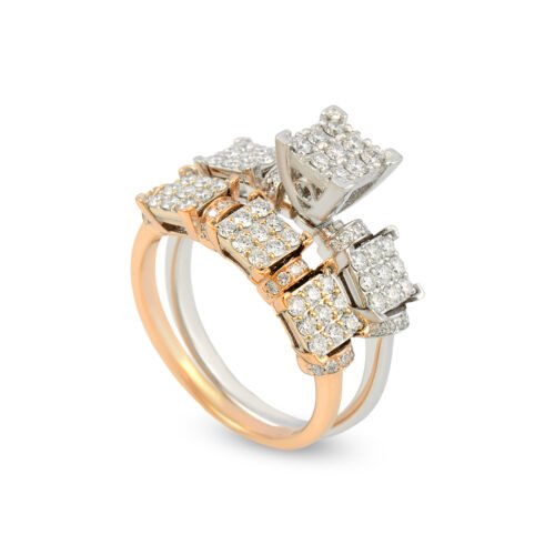 18K Rose & White Gold Diamond Solitaire with Rose Gold Band
