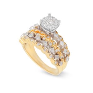 Yellow & White Gold and Diamond Solitaire Ring Set