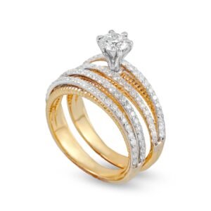 18k Yellow and White Gold Solitaire Ring Set