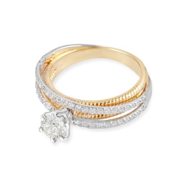 18k Yellow and White Gold Solitaire Ring - Image 3
