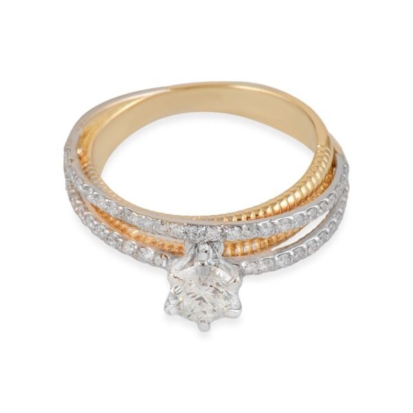 18k Yellow and White Gold Solitaire Ring - Image 2