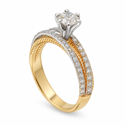 18k yellow and white gold solitaire ring
