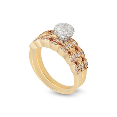 White and Yellow Gold Diamond Solitaire Ring Set