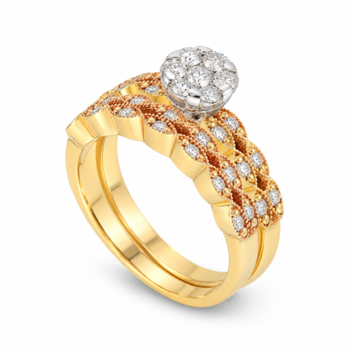 White and Yellow Gold Diamond Solitaire Ring Set