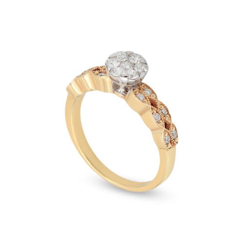 White and Yellow Gold Diamond Solitaire Ring