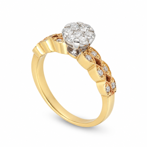 White and Yellow Gold Diamond Solitaire Ring