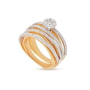 18K Yellow & White Gold Diamond Solitaire and Band Set