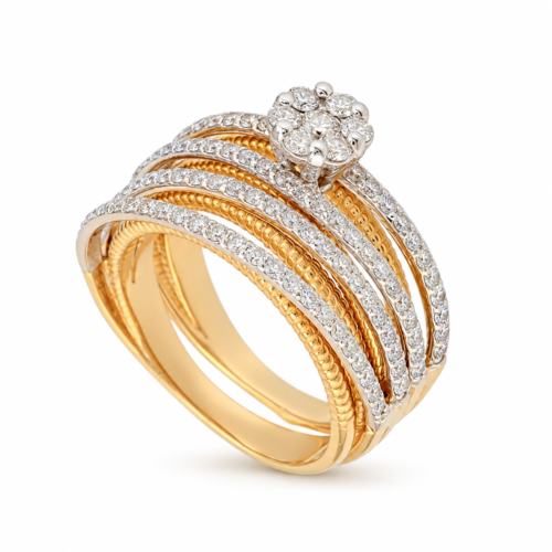 18K Yellow & White Gold Diamond Solitaire and Band Set