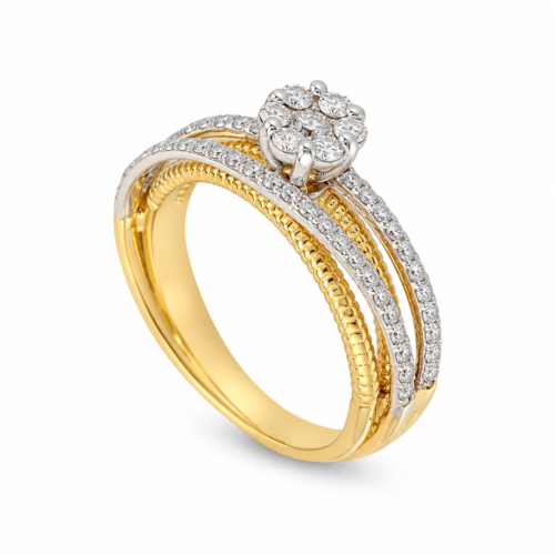 Yellow & White Gold and Diamond Solitaire Ring