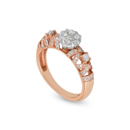 Rose & White Gold and Diamond Solitaire Ring