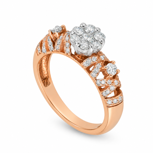 Rose & White Gold and Diamond Solitaire Ring