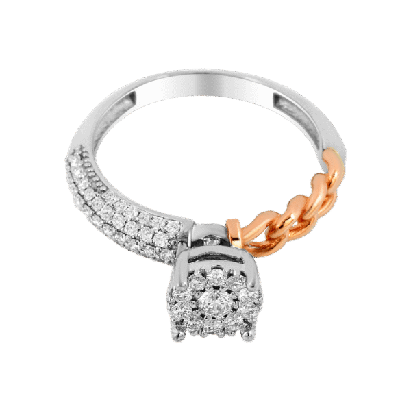 Graceful Dual-Tone Diamond Solitaire Ring - Image 3
