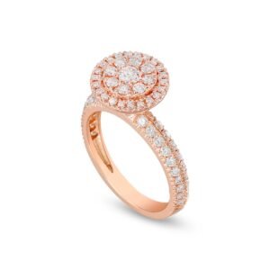 Rose Gold Diamond Solitaire Ring with 72 VS1 Diamonds