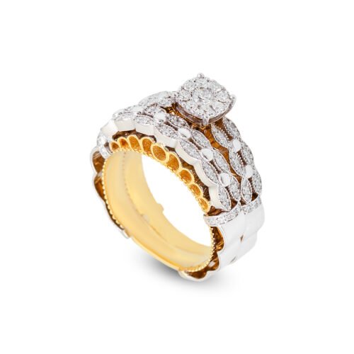 yellow and white gold diamond bridal set