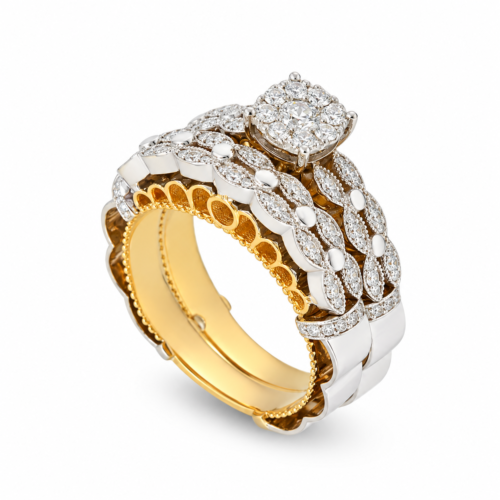 yellow and white gold diamond bridal set