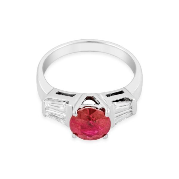 18K White Gold Diamond and Ruby Solitaire - Image 2