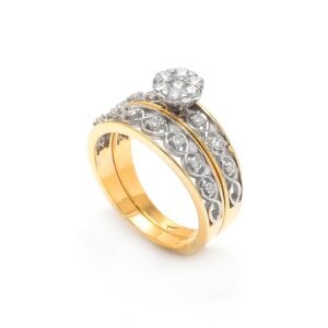 Two-Tone Gold & Diamond Solitaire and Band Set