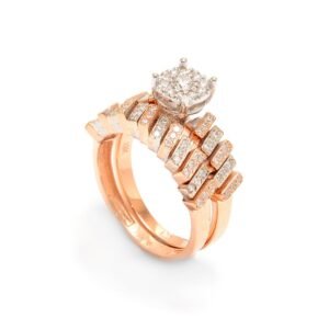 Rose & White Gold and Diamond Solitaire Set