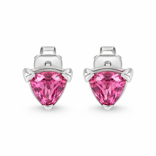 18k white gold pink sapphire stud earrings