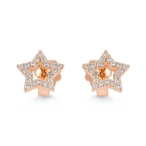 18K Gold and Diamond Round Brilliant Stud Earrings