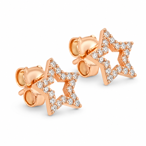 18K Gold and Diamond Round Brilliant Stud Earrings