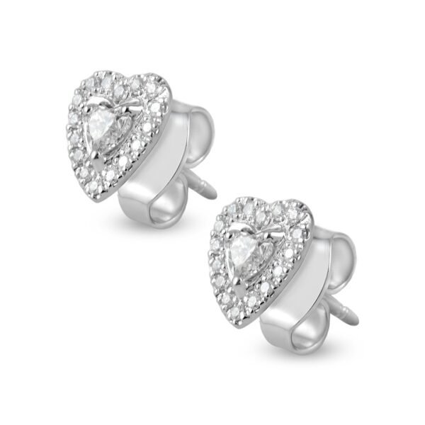Heart-Shaped White Gold Diamond Studs - Image 3