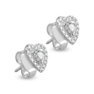 Heart-Shaped White Gold Diamond Studs