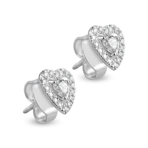 Heart-Shaped White Gold Diamond Studs