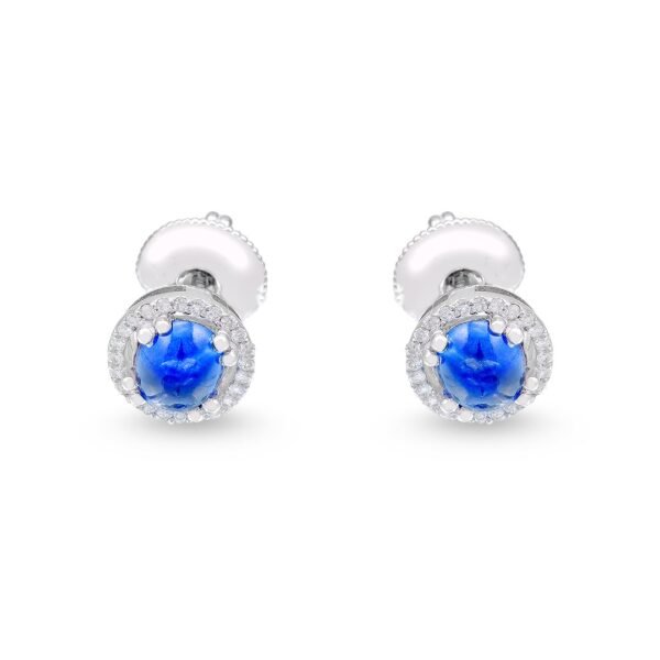 Sapphire and Diamond Stud Earrings in White Gold - Image 3