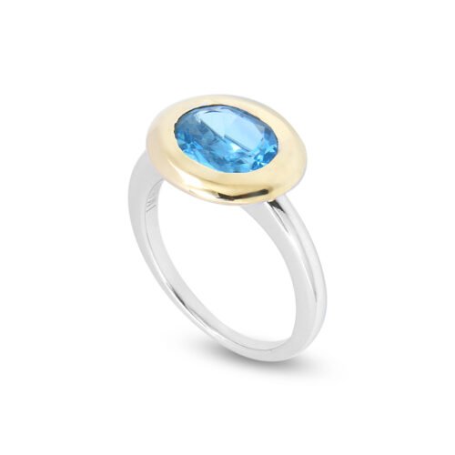 Gold Blue Topaz Ring