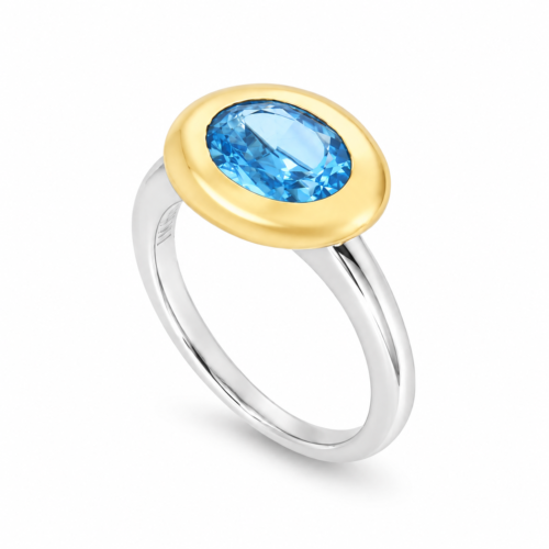 Gold Blue Topaz Ring