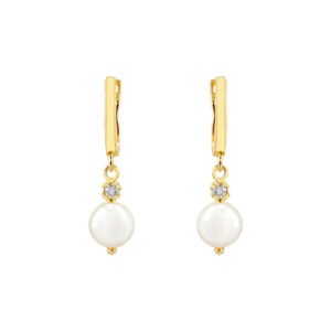 18k yellow gold diamond and pearl earrings
