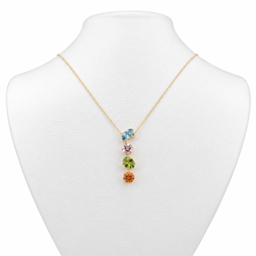 18k yellow gold multi-gemstone necklace