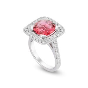 18k white gold diamond and tourmaline ring