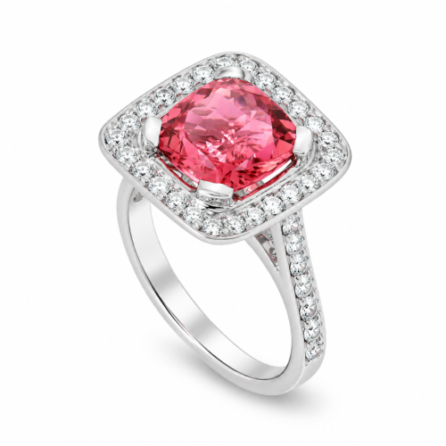 18k white gold diamond and tourmaline ring