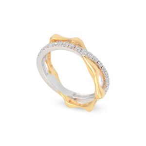 18k rose and white gold diamond band