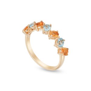 18k yellow gold citrine and aquamarine band