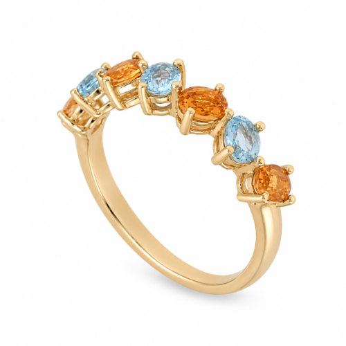 18k yellow gold citrine and aquamarine band