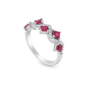 18k white gold ruby and diamond band