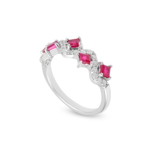 18k white gold ruby and diamond band