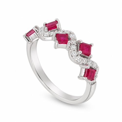 18k white gold ruby and diamond band