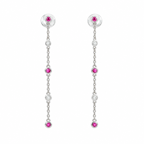 18k white gold ruby and diamond earrings