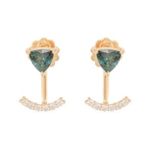 18k yellow gold sapphire and diamond earrings