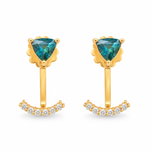 18k yellow gold sapphire and diamond earrings
