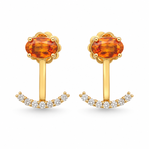 18k yellow gold garnet and diamond earrings