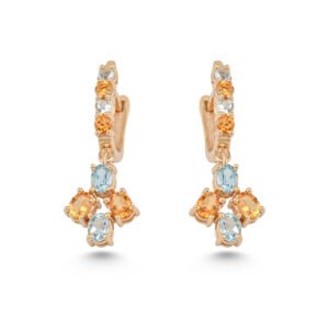18k yellow gold citrine and aquamarine earrings