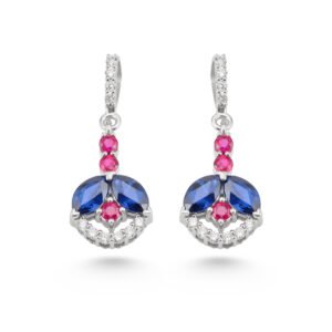 18k white gold ruby, sapphire and diamond earrings