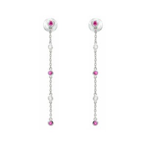 18k white gold diamond and ruby earrings