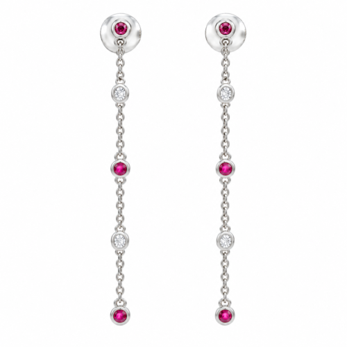 18k white gold diamond and ruby earrings